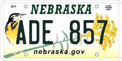 NE license plate ADE857