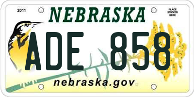 NE license plate ADE858