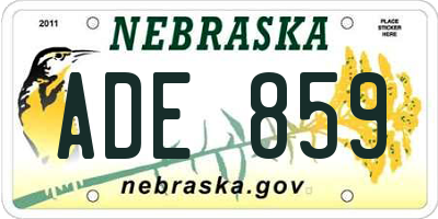 NE license plate ADE859