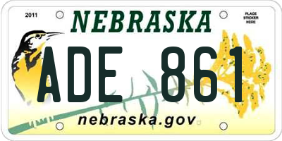 NE license plate ADE861