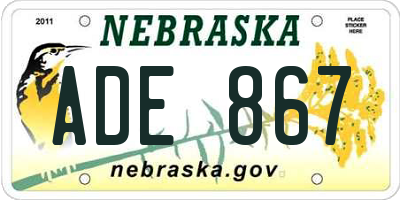 NE license plate ADE867