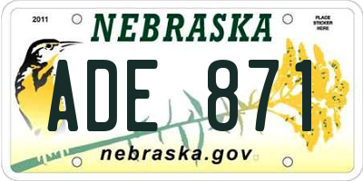 NE license plate ADE871