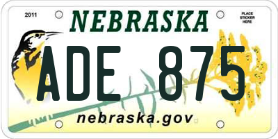 NE license plate ADE875