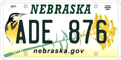 NE license plate ADE876