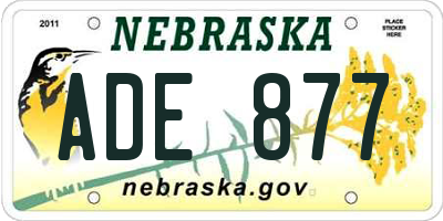 NE license plate ADE877