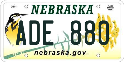 NE license plate ADE880