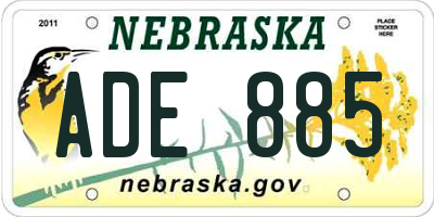 NE license plate ADE885