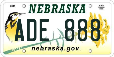 NE license plate ADE888