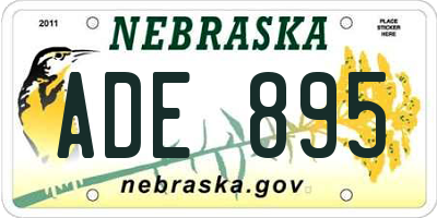 NE license plate ADE895