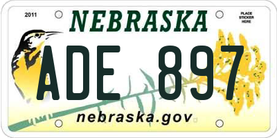 NE license plate ADE897