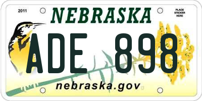 NE license plate ADE898