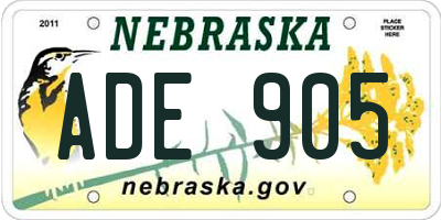 NE license plate ADE905