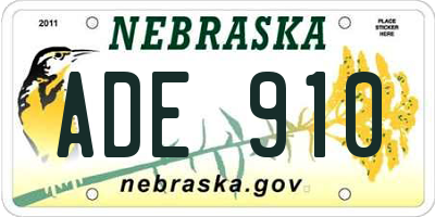 NE license plate ADE910