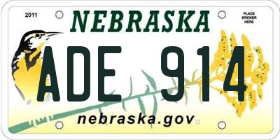 NE license plate ADE914