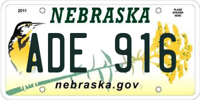 NE license plate ADE916