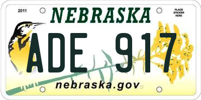 NE license plate ADE917