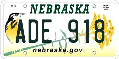 NE license plate ADE918