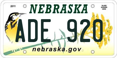 NE license plate ADE920