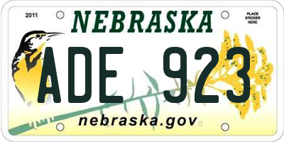 NE license plate ADE923