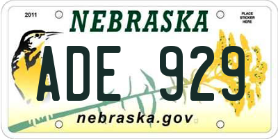 NE license plate ADE929