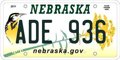 NE license plate ADE936