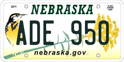 NE license plate ADE950