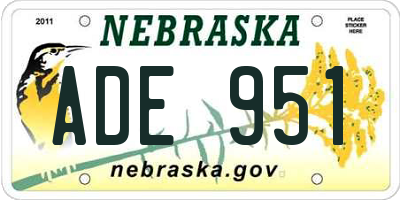 NE license plate ADE951