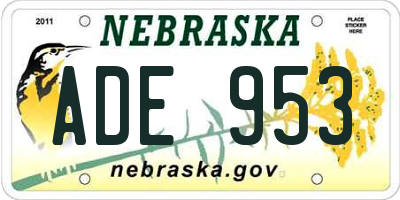 NE license plate ADE953