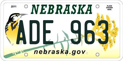 NE license plate ADE963