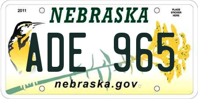 NE license plate ADE965