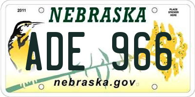 NE license plate ADE966