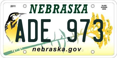 NE license plate ADE973