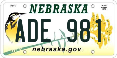 NE license plate ADE981