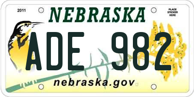 NE license plate ADE982