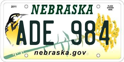 NE license plate ADE984