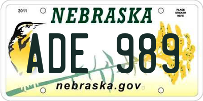 NE license plate ADE989