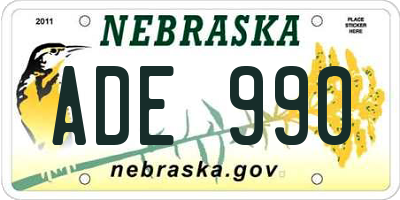 NE license plate ADE990