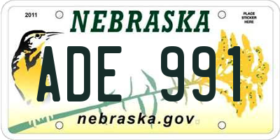 NE license plate ADE991