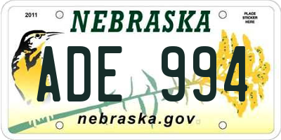 NE license plate ADE994