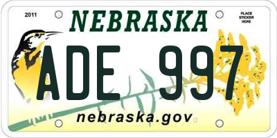 NE license plate ADE997