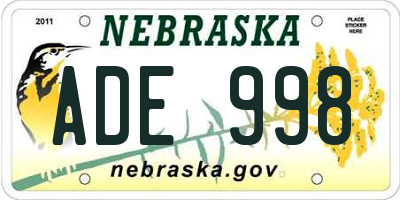 NE license plate ADE998