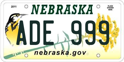 NE license plate ADE999