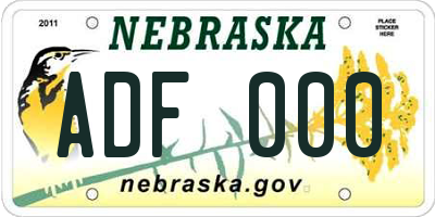 NE license plate ADF000