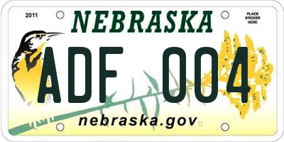 NE license plate ADF004