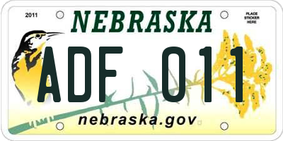 NE license plate ADF011