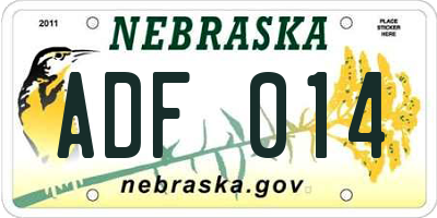 NE license plate ADF014