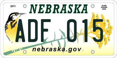 NE license plate ADF015