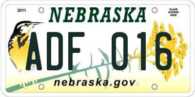 NE license plate ADF016