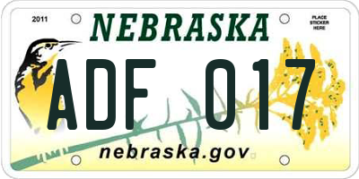 NE license plate ADF017