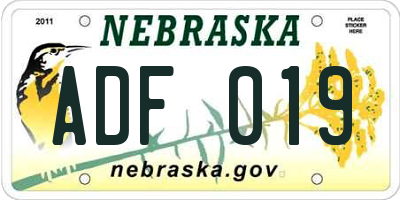 NE license plate ADF019